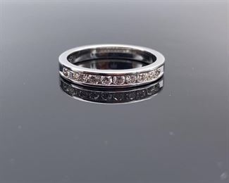 Diamond Channel Set Estate Band / Ring in 14k White Gold; $1800 Retail