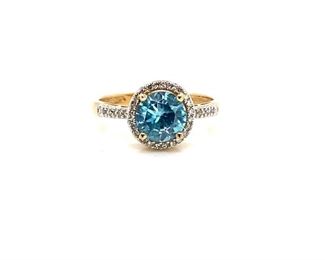 Gorgeous Topaz and Diamond Halo Estate Ring in 14k Yellow Gold; $1699 Retail