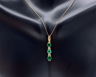 Natural Emerald and Diamond Estate Pendant in 14k Yellow Gold; $1725 Retail