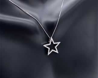 Brilliant Diamond Star Estate Pendant in 14k White Gold; $2000 Retail