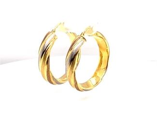 18k Italian Tri-Color Gold Estate Hoop Earrings: $950 Retail