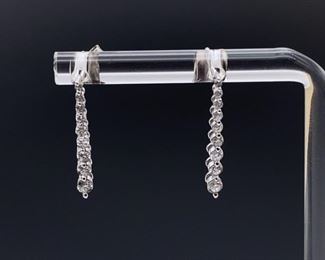 Ladies Diamond Dangle Estate Earrings in 14k White Gold; $1999 Retail