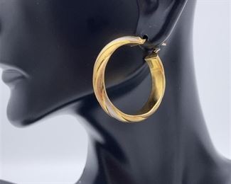 18k Italian Tri-Color Gold Estate Hoop Earrings: $950 Retail