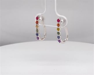 .78 Carats of Multi-Colored Sapphires (Rainbow) Estate Earrings; $1550 Retail