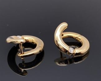 Ladies Upscale Diamond Huggie Earrings in 14k Yellow Gold; $1399