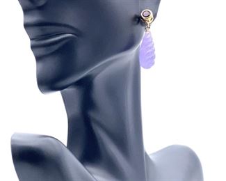 Fancy Cut Amethyst Dangle Estate Earrings in 14k Yellow Gold; $800 Retail
