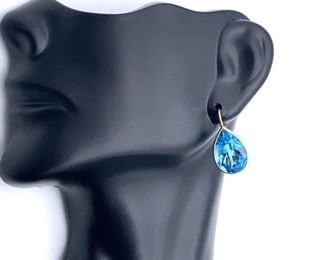 Beautiful Blue Topaz Estate Earrings in 14k Yellow Gold; $775 Retail