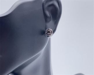 1/2 Carat Black Cluster Diamond Estate Stud Earrings