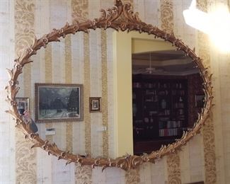 Large oval vintage gilt mirror