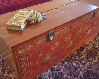 Red Chinese blanket chest