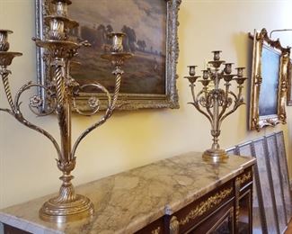 Dore' bronze candelabra, pair
