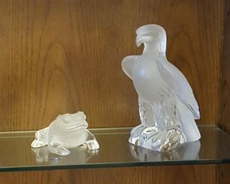 Lalique Gregoire frog,  3" h x 4.5" w                                
Lalique Liberty Eagle, 9.5" h