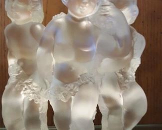 Lalique Luxembourg  figural group, 7.9" h x 6.2" w
