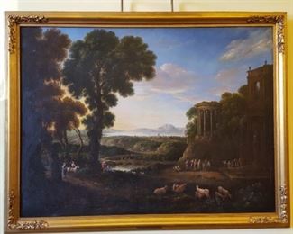 Classical allegorical landscape after Claude (Gelle) Lorrain. Purchased from the estate of Mrs. Robert Sterling Clark @ Plaza Antique Galleries