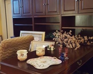 Handsome wood desk and return