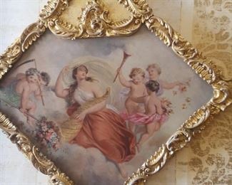 Pair Antique Baroque paintings
