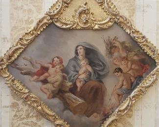 Pair Antique Baroque paintings