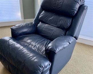 Navy blue leather recliner