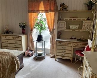 FRENCH PROVINCIAL CHEST AND HUTCH / DESK
