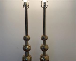 1960s Tommi Parzinger Stiffel Brass Ball Lamps