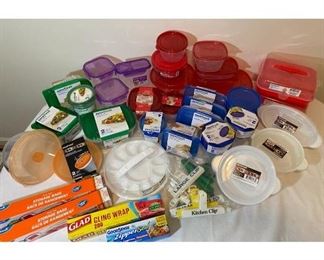 Large Lot of Plastic Storage Containers with Lids