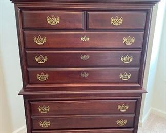 Traditional Style Cherry Colored Wooden Tall Dresser