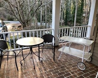 Table for 2 and a vintage metal tea cart