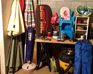 Pool umbrellas, shop vac and more