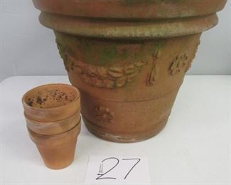 Terracotta flower pots. Large pot is quite heavy and a very nice planter