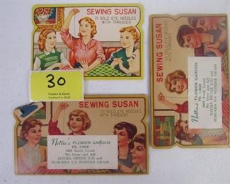 Vintage mid century sewing needle packs