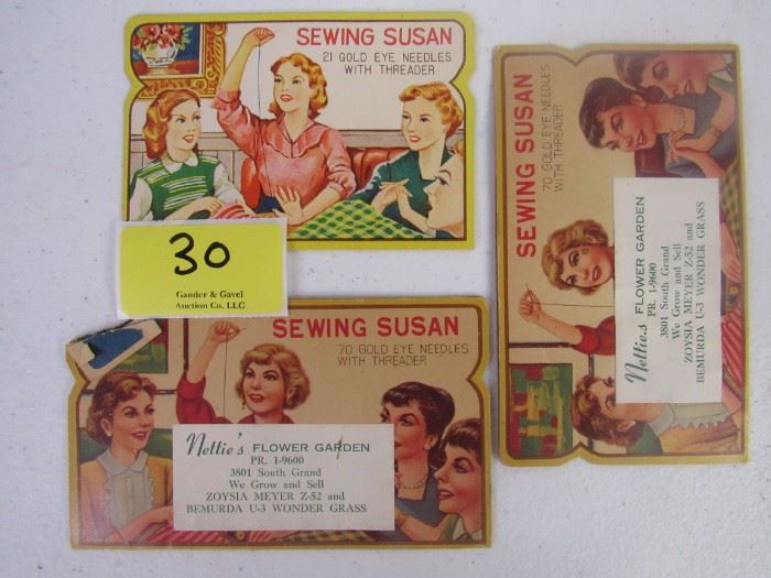 Vintage mid century sewing needle packs