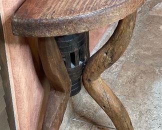 Rustic Reclaimed Wood Half Round Table 27x25x12in HxWxD