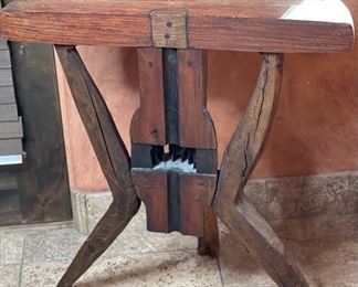 Rustic Reclaimed Wood Half Round Table 27x25x12in HxWxD