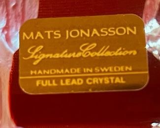 Matts Jonasson Owl Crystal Glass Sculpture Signed 6x5.25x1.5in HxWxD