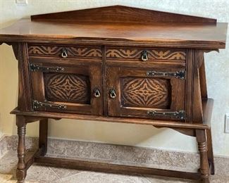 Antique Kuchins Furniture Oak Sideboard Cabinet 38x50x17in HxWxD