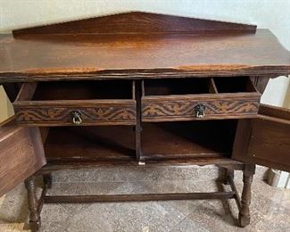 Antique Kuchins Furniture Oak Sideboard Cabinet 38x50x17in HxWxD