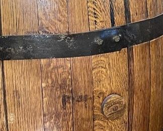 Jack Daniels No 7 Oak Whiskey Barrel Original 35in H x 24in diameter at widest point