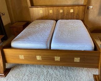 Custom Made Walnut & Birdseye Maple King Bed 86x98x98in HxWxD