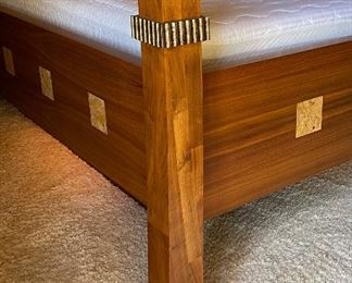Custom Made Walnut & Birdseye Maple King Bed 86x98x98in HxWxD