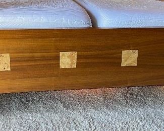 Custom Made Walnut & Birdseye Maple King Bed 86x98x98in HxWxD