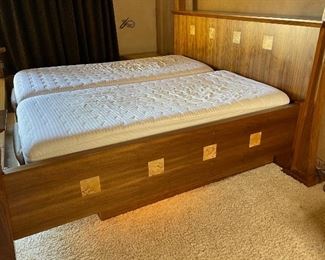 Custom Made Walnut & Birdseye Maple King Bed 86x98x98in HxWxD