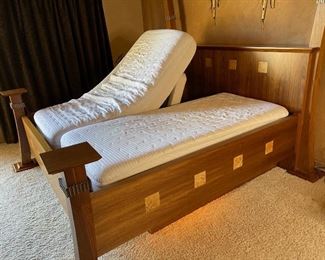 Custom Made Walnut & Birdseye Maple King Bed 86x98x98in HxWxD