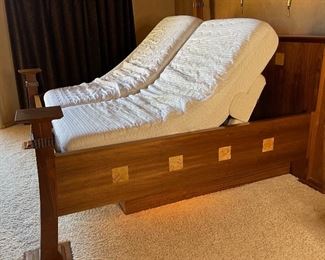 Custom Made Walnut & Birdseye Maple King Bed 86x98x98in HxWxD