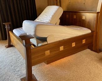 Custom Made Walnut & Birdseye Maple King Bed 86x98x98in HxWxD