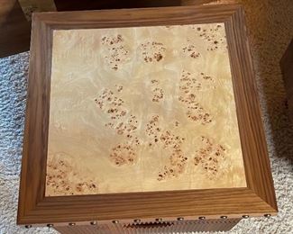 2pc Custom Made Walnut & Birdseye Maple Nightstands PAIR 24x24x24in HxWxD