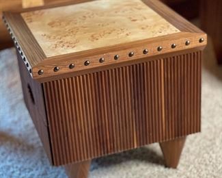 2pc Custom Made Walnut & Birdseye Maple Nightstands PAIR 24x24x24in HxWxD