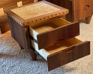 2pc Custom Made Walnut & Birdseye Maple Nightstands PAIR 24x24x24in HxWxD