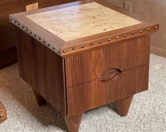 2pc Custom Made Walnut & Birdseye Maple Nightstands PAIR 24x24x24in HxWxD