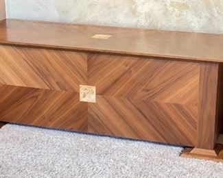 Custom Made Walnut & Birdseye Maple Cedar Lined Blanket Chest 23x64x26.5in HxWxD