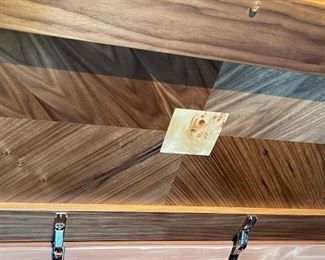 Custom Made Walnut & Birdseye Maple Cedar Lined Blanket Chest 23x64x26.5in HxWxD